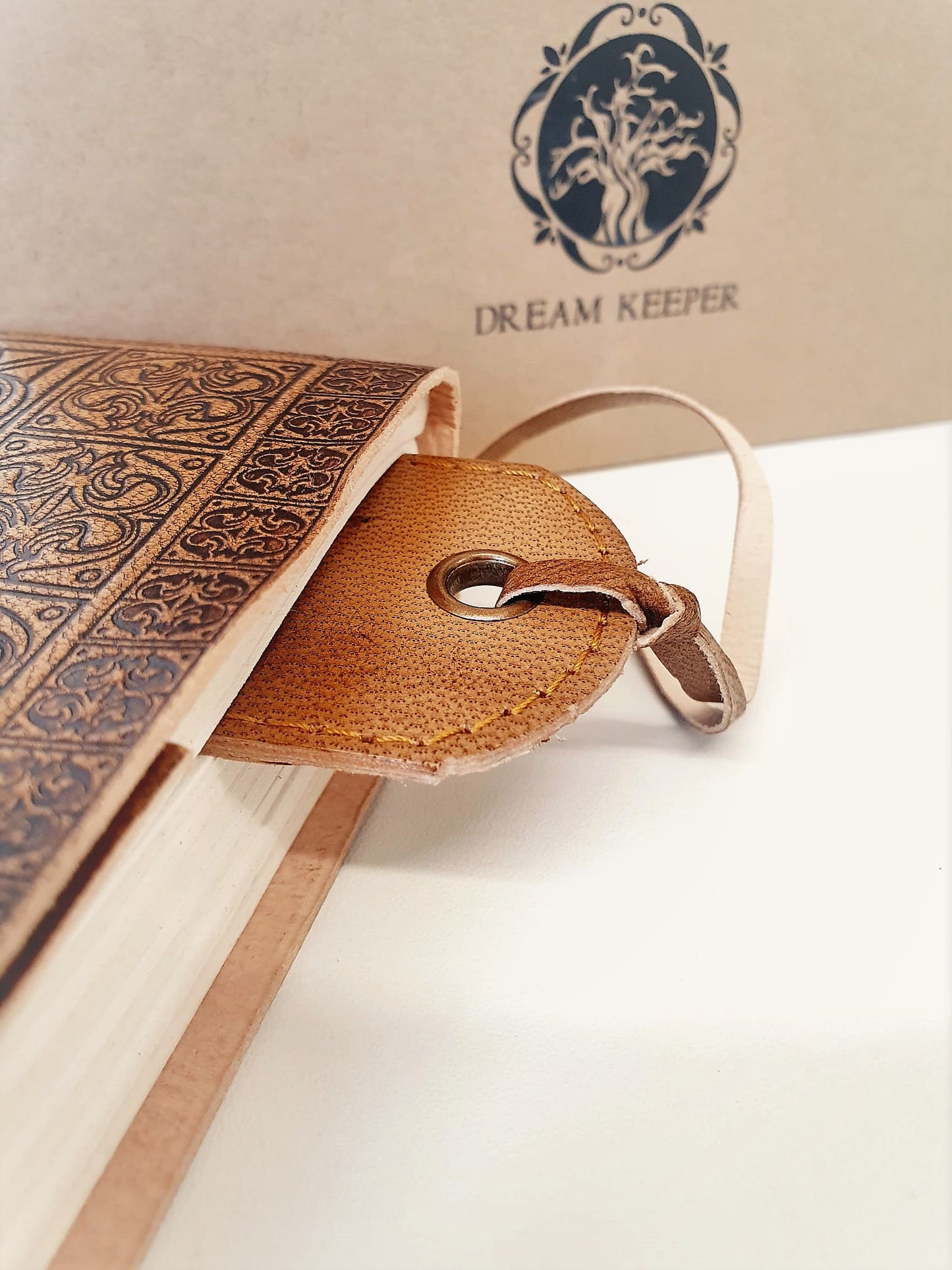 Pair of Handmade Leather Bookmark with DreamKeeper Tree of Life Design - Aisling