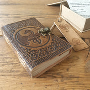 Kaida - A6, A5 or A4 Handmade Leather Journal - Celtic Dragon Design - Soft Leather Notepad