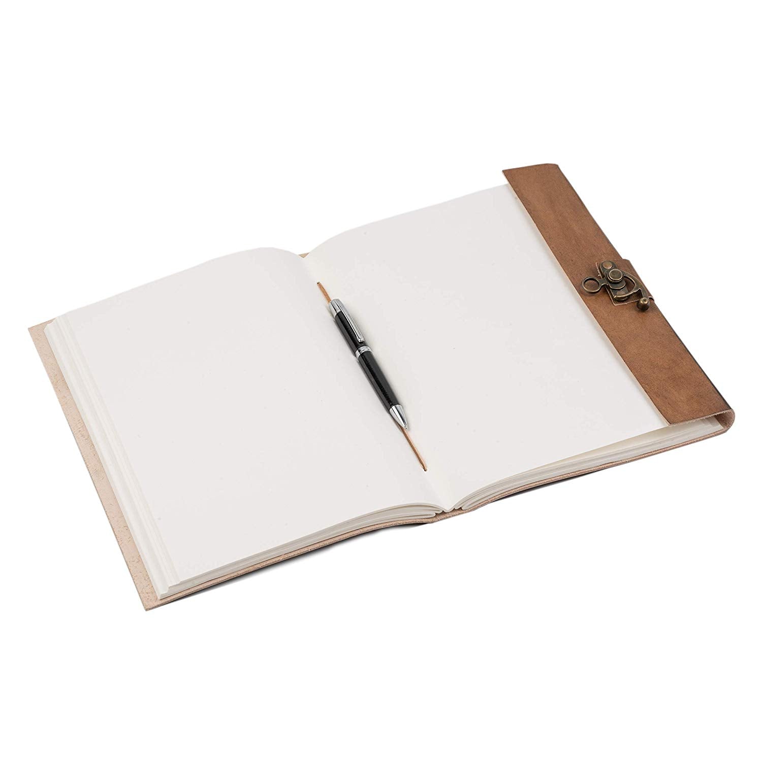 Open journal with recycled white cotton unlined pages