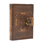 Aisling - A5 Handmade Leather Journal - Antique Tree of Life Design - Plain Paper 18cm x 13cm - Dreamkeeper Journals