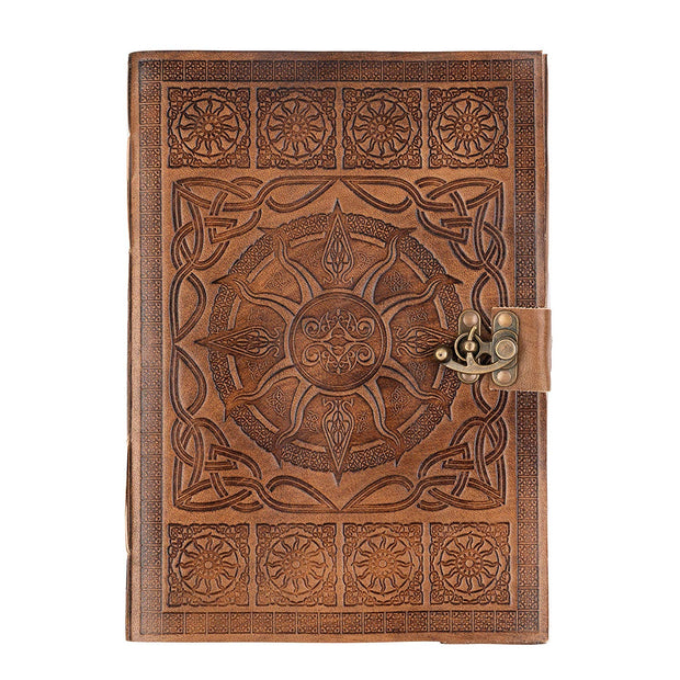 DreamKeeper Sorcha. A4 Handmade Leather sketchbook with beautiful Celtic design. Soft leather bound notebook
